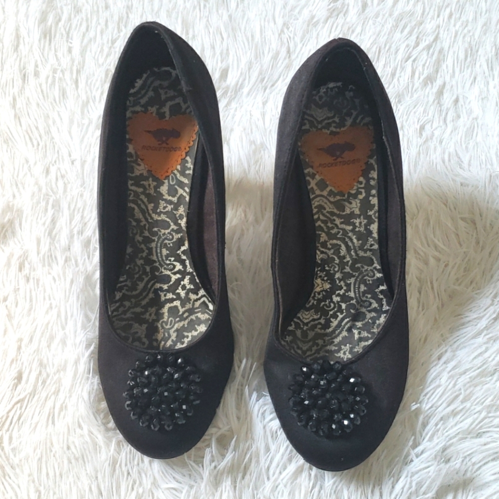 💥Black Heels with Beaded Jewel💥
